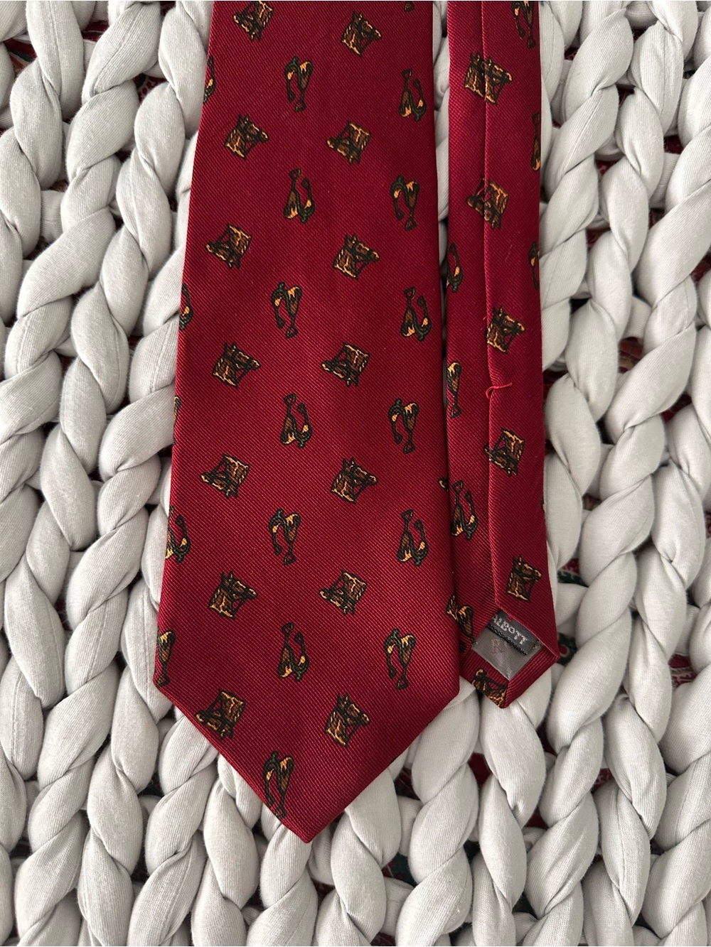 Robert Talbott Red Silk Tie Show Tie with horse and saddle motif